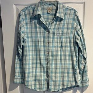 L.L. Bean Light Blue Plaid Button Down Shirt